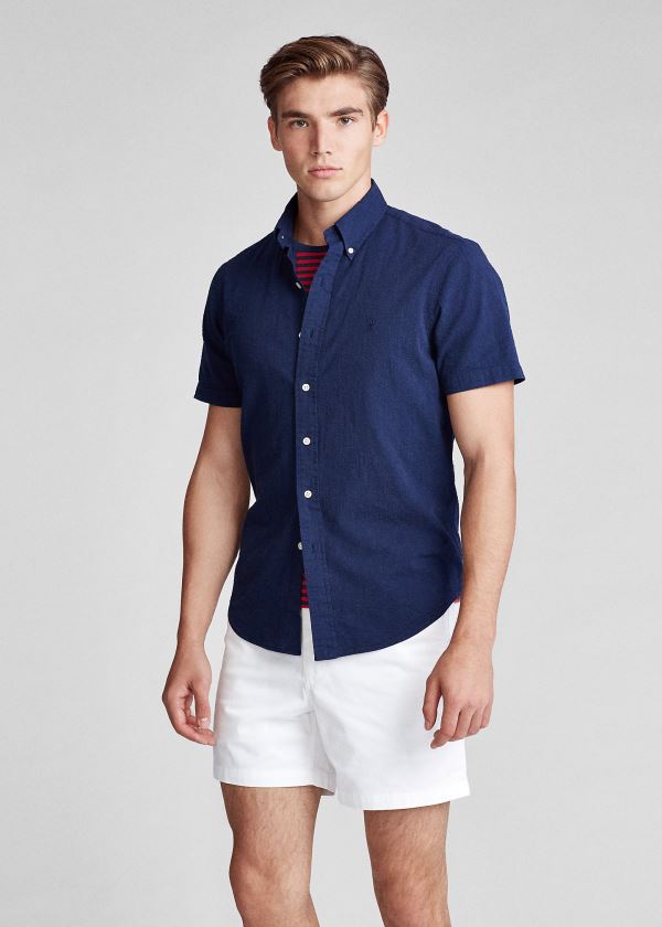 Camisa Polo Ralph Lauren Hombre Azul Marino - Lightweight Seersucker - JEWSN5743